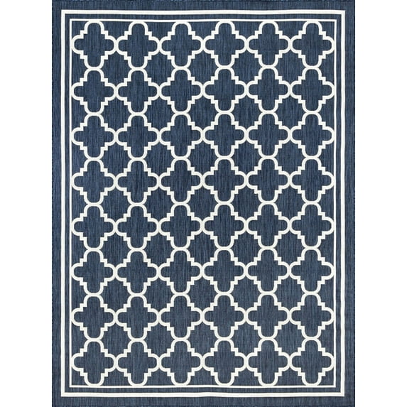 Tayse Eco Area Rug ECO1305 Transitional Navy Angled Rings 3' 11'' x 5'3'' Rectangle