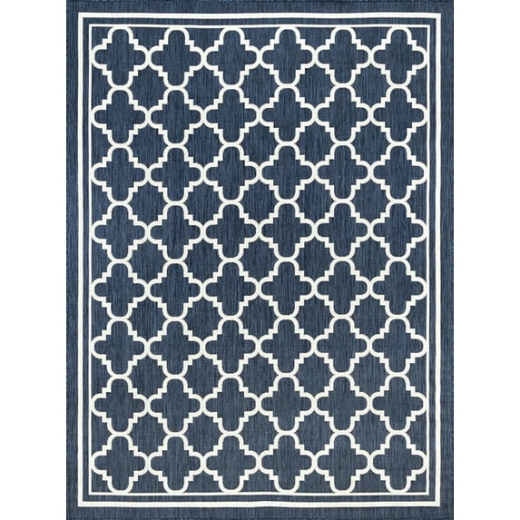 Tayse Eco Area Rug ECO1305 Transitional Navy Angled Rings 5' 3" x 7' 3" Rectangle