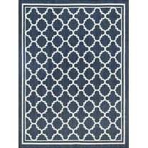 Tayse Eco Area Rug ECO1305 Transitional Navy Angled Rings 7' 10" x 10' 2" Rectangle