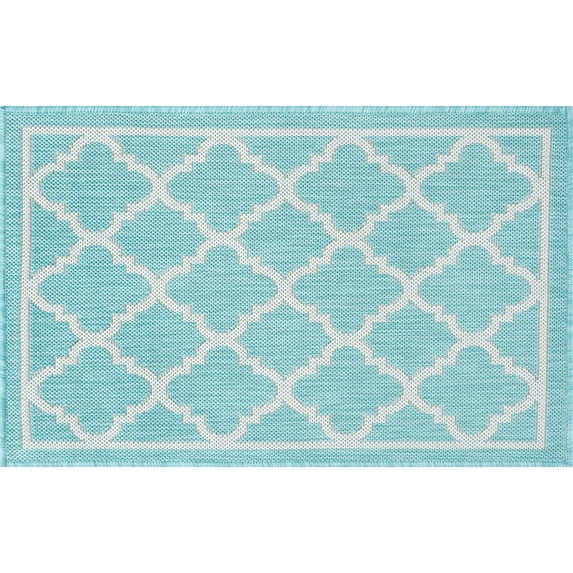 Tayse Eco Area Rug ECO1306 Transitional Aqua Repeated Rings 2' x 2' 11" Rectangle