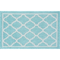 Tayse Eco Area Rug ECO1306 Transitional Aqua Repeated Rings 2' x 2' 11" Rectangle
