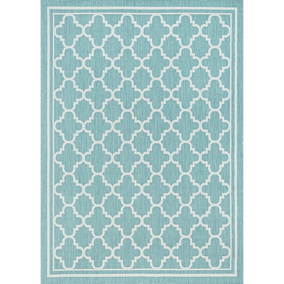 Tayse Eco Area Rug ECO1306 Transitional Aqua Repeated Rings 7' 10" x 10' 2" Rectangle