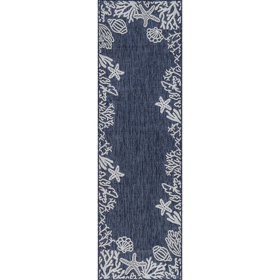 Tayse Eco Area Rug ECO1505 Novelty Navy Sea Coral 2' 2" x 7' 3" Rectangle