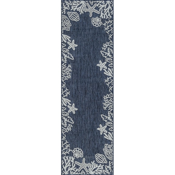Tayse Eco Area Rug ECO1505 Novelty Navy Sea Coral 2' 7" x 9' 10" Rectangle