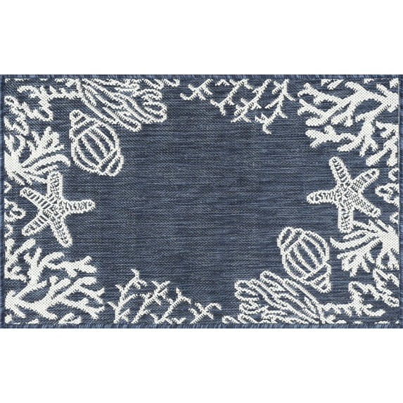 Tayse Eco Area Rug ECO1505 Novelty Navy Sea Coral 2' x 2' 11" Rectangle