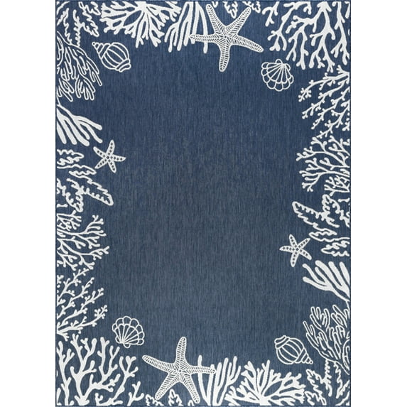 Tayse Eco Area Rug ECO1505 Novelty Navy Sea Coral 5' 3" x 7' 3" Rectangle