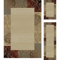 Tayse Elegance Area Rug 5202 Ivory Flower Border 1' 8" x 5' , 1' 8" x 2' 8", 5' x 7' Rectangle