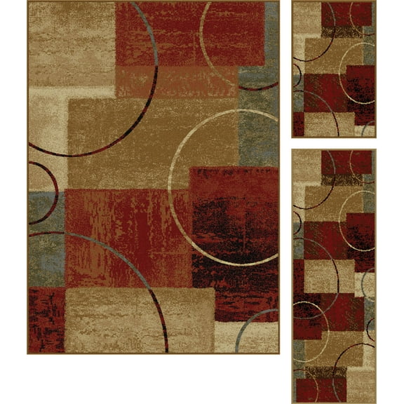Tayse Elegance Area Rug Contemporary Multi Squares Boxes