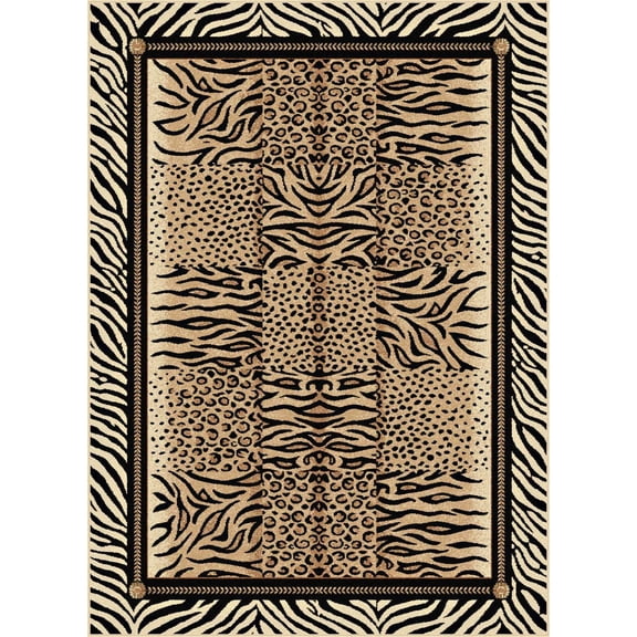 Tayse Festival Area Rug 8753 Contemporary Beige Zebra Tiger 5' 3" x 7' 3" Rectangle