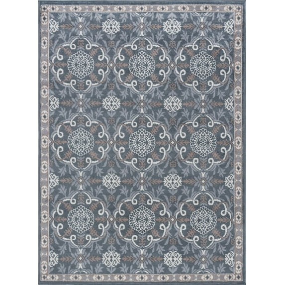 Tayse Hampton Area Rug HMP3809 Traditional Gray Rings Swirls 3' 11'' x 5'3'' Rectangle