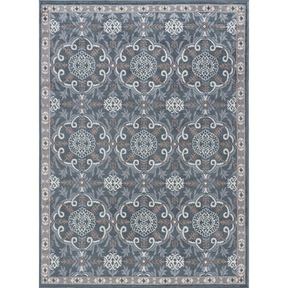Tayse Hampton Area Rug HMP3809 Traditional Gray Rings Swirls 7' 10" x 9' 10" Rectangle
