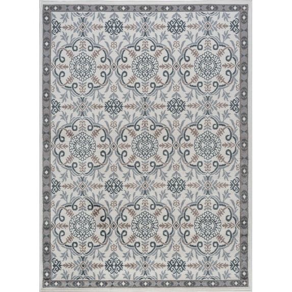 Tayse Hampton Area Rug HMP3817 Traditional Cream Rings Loops 2' x 3' Rectangle