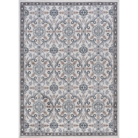 Tayse Hampton Area Rug HMP3817 Traditional Cream Rings Loops 2' x 3' Rectangle