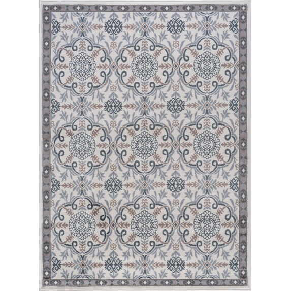 Tayse Hampton Area Rug HMP3817 Traditional Cream Rings Loops 7' 10 x 7' 10" Round