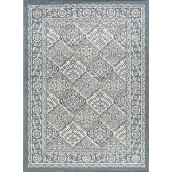 Tayse Hampton Area Rug HMP4209 Traditional Gray Diamonds Diagonals 7' 10 x 7' 10" Round