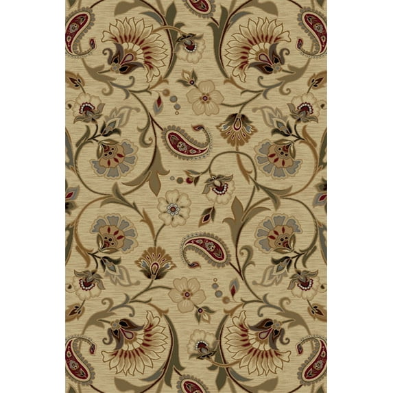 Tayse Impressions Area Rug 7772 Ivory Flower Vines 7' 10" x 10' 3" Rectangle