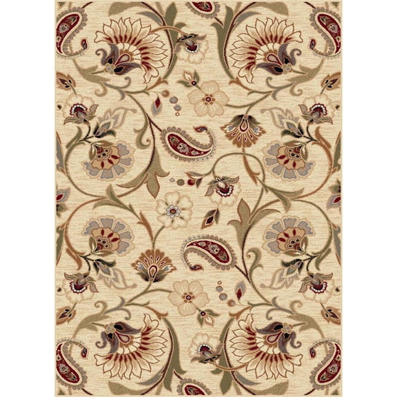 Tayse Impressions Area Rug IMP7772 Transitional Beige Flower Vines 4' x 6' Rectangle