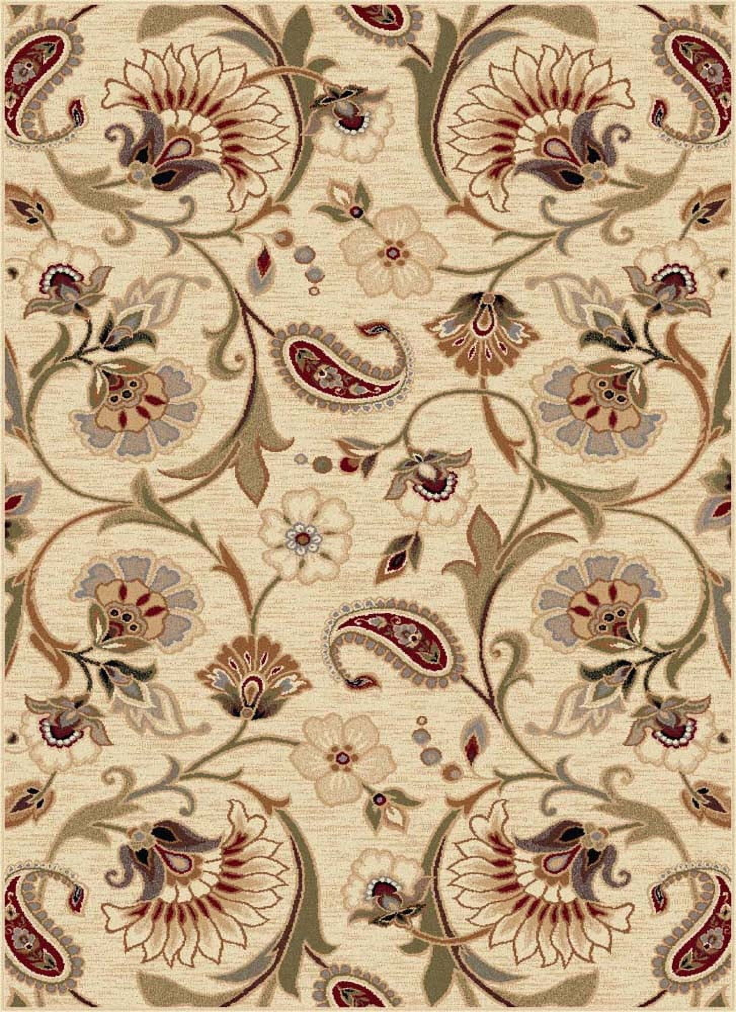 Beige Floral Paisley Pattern 4x6 Synthetic Area Rug