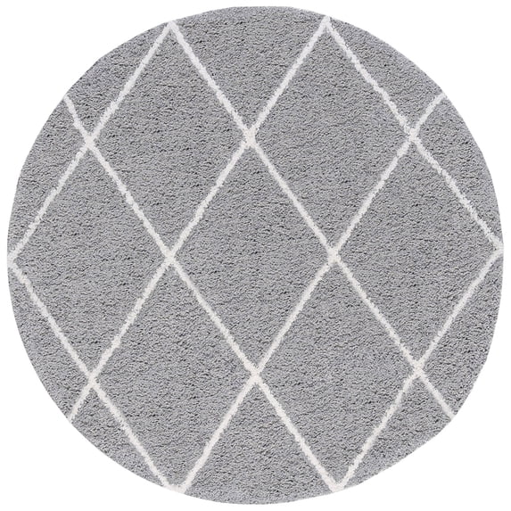 Tayse Jersey Shag Shag Area Rug JRS1102 Contemporary Silver Crosshatch Lines 7' 10 x 7' 10" Round