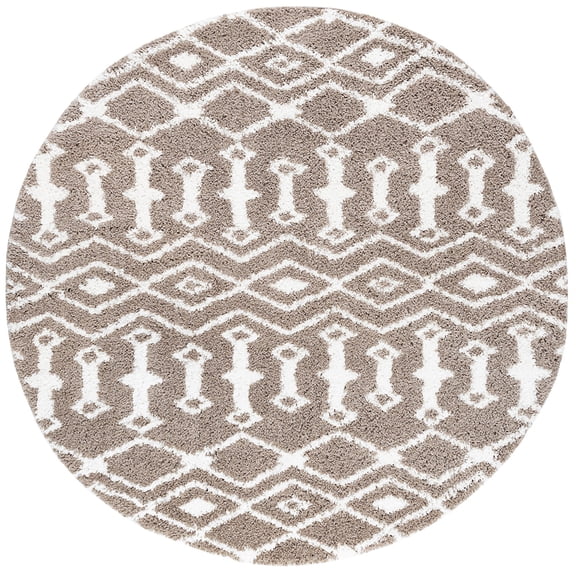Tayse Jersey Shag Shag Area Rug JRS1208 Contemporary Tan Lines Dotted 5' 3" x 5' 3" Round