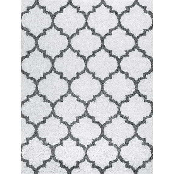 Tayse Jersey Shag Shag Area Rug JRS1300 Transitional White 7' 10" x 10' 2" Rectangle