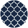 thumbnail image 1 of Tayse Jersey Shag Shag Area Rug JRS1304 Transitional Navy Ogee Diagonals 7' 10 x 7' 10" Round, 1 of 2
