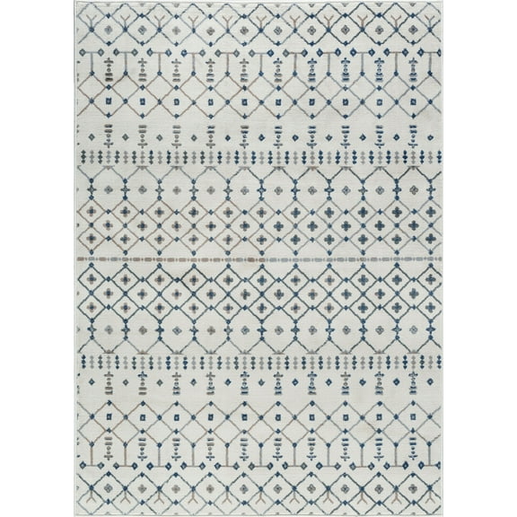 Tayse Madison Area Rug MDN3317 Transitional Cream Dotted Angled 7' 10 x 7' 10" Round