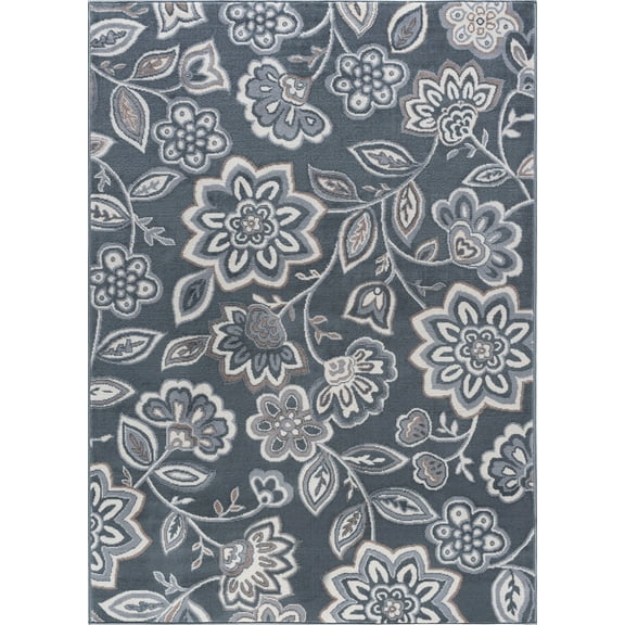 Tayse Madison Area Rug MDN3409 Transitional Gray Petals Bulbs 5' x 7' Rectangle