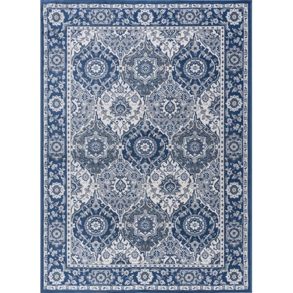 Tayse Madison Area Rug MDN3607 Traditional Navy Rings Repeat 5' x 7' Rectangle