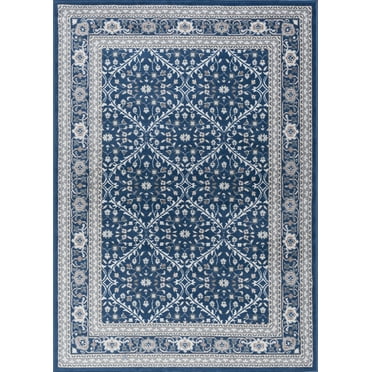 Tayse Madison Area Rug MDN3707 Traditional Navy Crosshatch Lines 2' 3" x 10' Rectangle