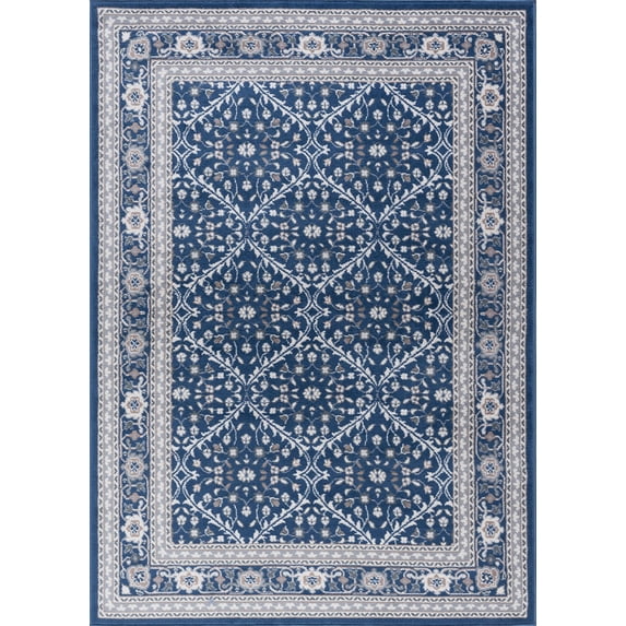 Tayse Madison Area Rug MDN3707 Traditional Navy Crosshatch Lines 7' 10 x 7' 10" Round