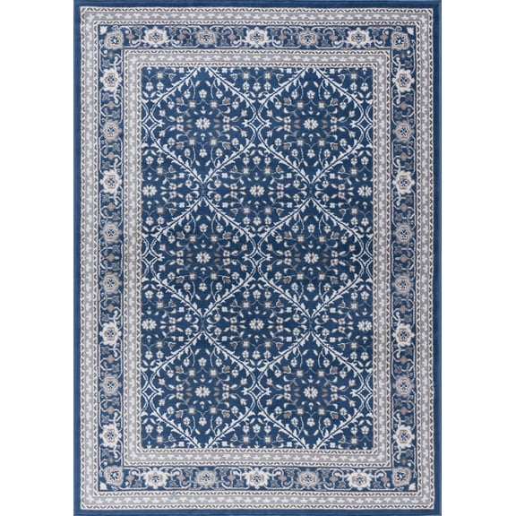 Tayse Madison Area Rug MDN3707 Traditional Navy Crosshatch Lines 7' 10 x 7' 10" Round