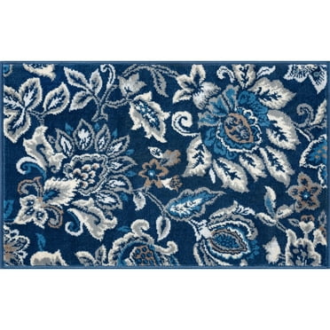 Tayse Madison Area Rug MDN4207 Traditional Dark Blue Bulbs Petals 2' x 3' Rectangle