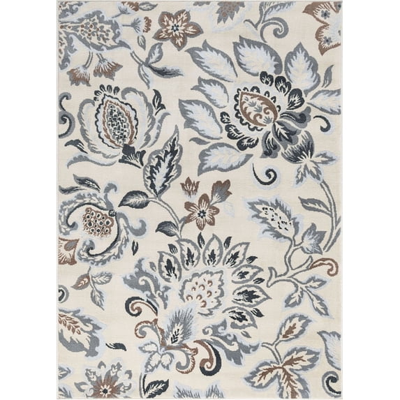 Tayse Madison Area Rug MDN4217 Traditional Cream Bulbs Leaves 2' 3" x 7' 3" Rectangle