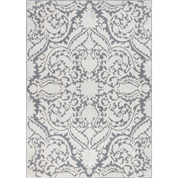 Tayse Madison Area Rug MDN4509 Traditional Gray Garlands Bulbs 5' x 7' Rectangle