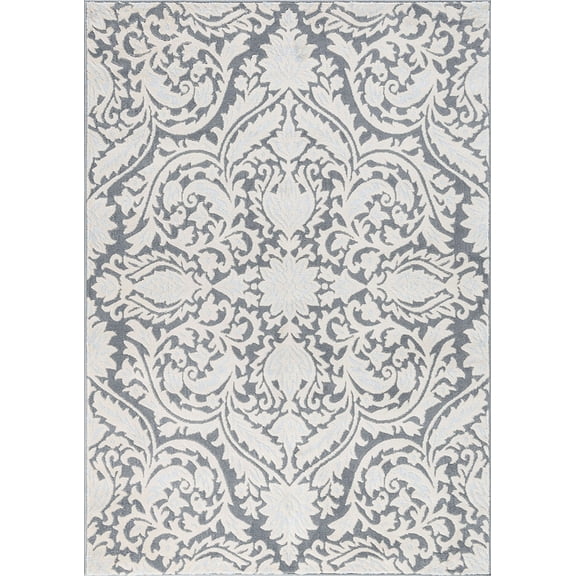 Tayse Madison Area Rug MDN4509 Traditional Gray Garlands Bulbs 5' x 7' Rectangle