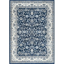Tayse Madison Area Rug MDN4607 Traditional Dark Blue Bulbs Mirrored 2' 3" x 7' 3" Rectangle