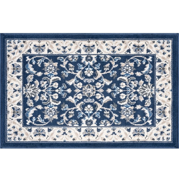 Tayse Madison Area Rug MDN4607 Traditional Dark Blue Bulbs Mirrored 2' x 3' Rectangle