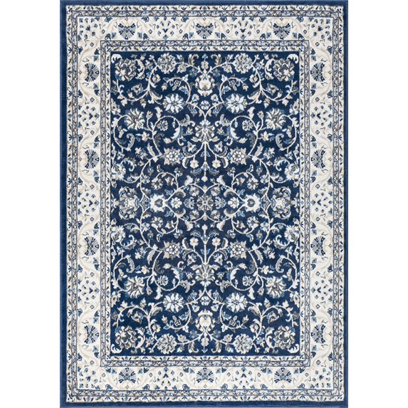 Tayse Madison Area Rug MDN4607 Traditional Dark Blue Bulbs Mirrored 5' x 7' Rectangle