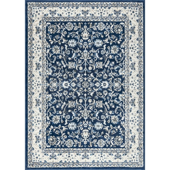 Tayse Madison Area Rug MDN4607 Traditional Dark Blue Bulbs Mirrored 7' 10 x 7' 10" Round