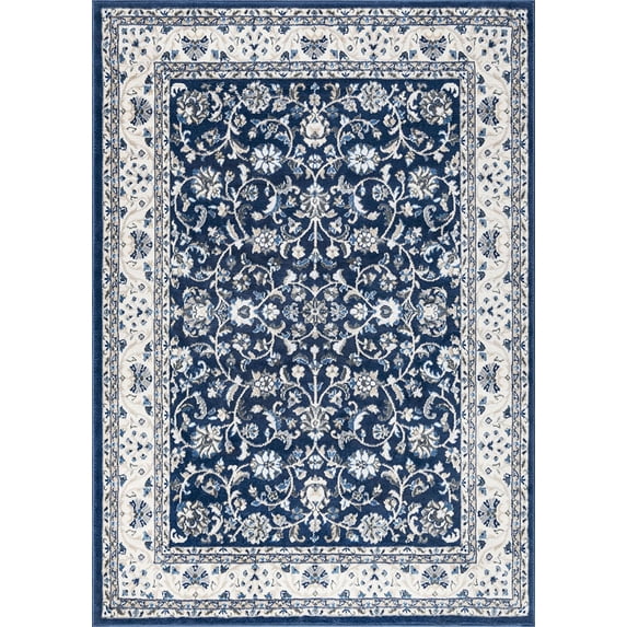 Tayse Madison Area Rug MDN4607 Traditional Dark Blue Bulbs Mirrored 8' 9" x 12' 3" Rectangle
