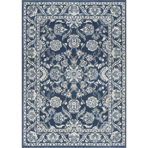 Tayse Madison Area Rug MDN4707 Traditional Dark Blue Rings Bulbs 2' 3" x 10' Rectangle