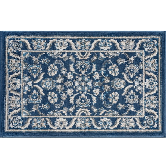 Tayse Madison Area Rug MDN4707 Traditional Dark Blue Rings Bulbs 2' x 3' Rectangle