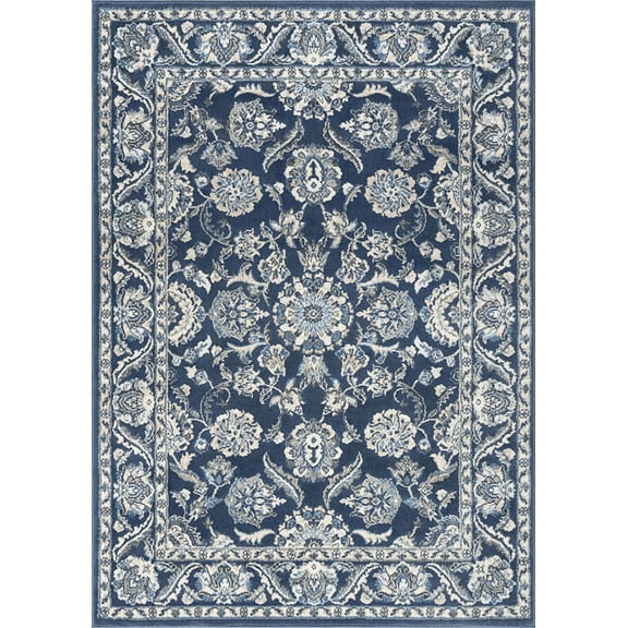 Tayse Madison Area Rug MDN4707 Traditional Dark Blue Rings Bulbs 7' 10 x 7' 10" Round