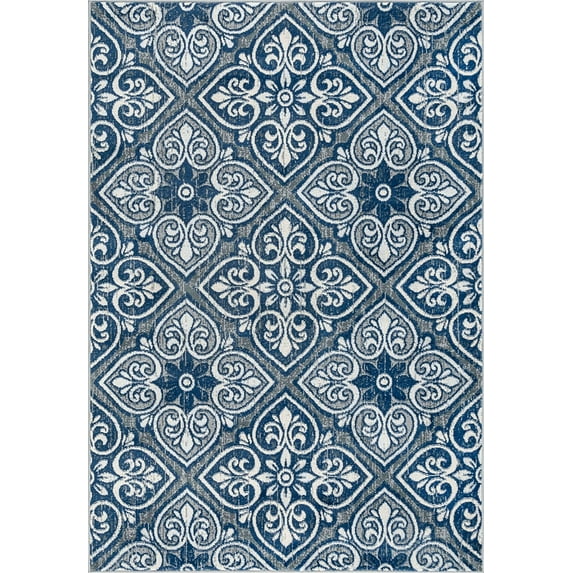 Tayse Madison Area Rug MDN4809 Traditional Gray Block Repeat 7' 10 x 7' 10" Round