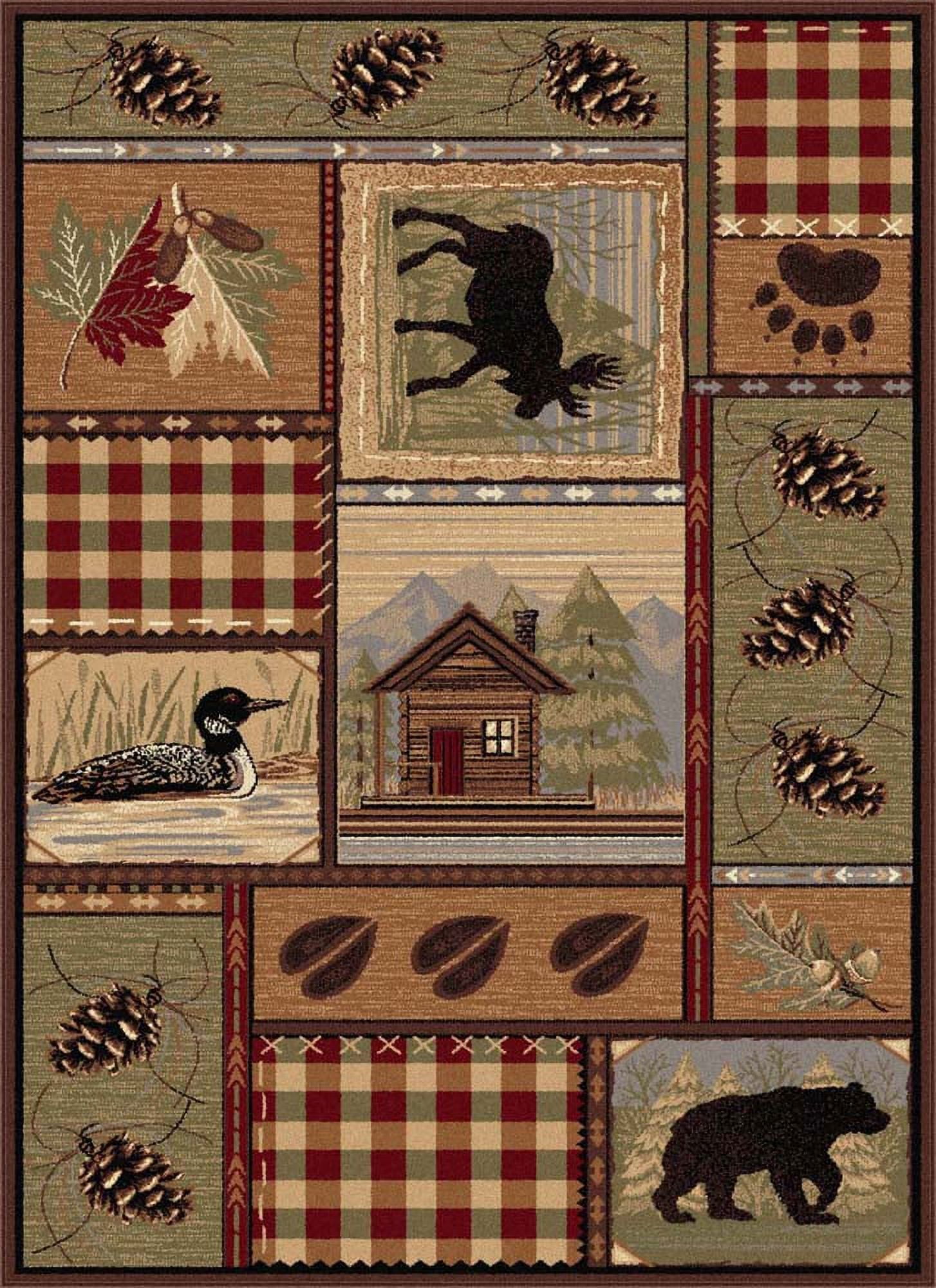 Rustic Lodge Multi-Color Synthetic 4' x 6' Area Rug