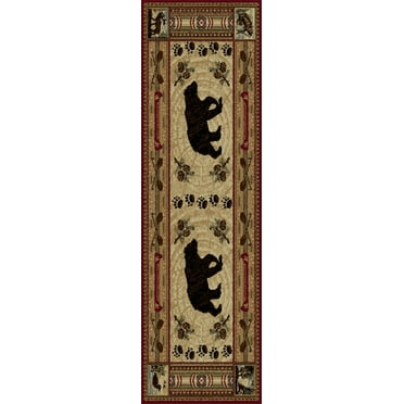 Tayse Nature Area Rug 6550 Lodge Brown Bears Sailing 2' 7" x 7' 3" Rectangle