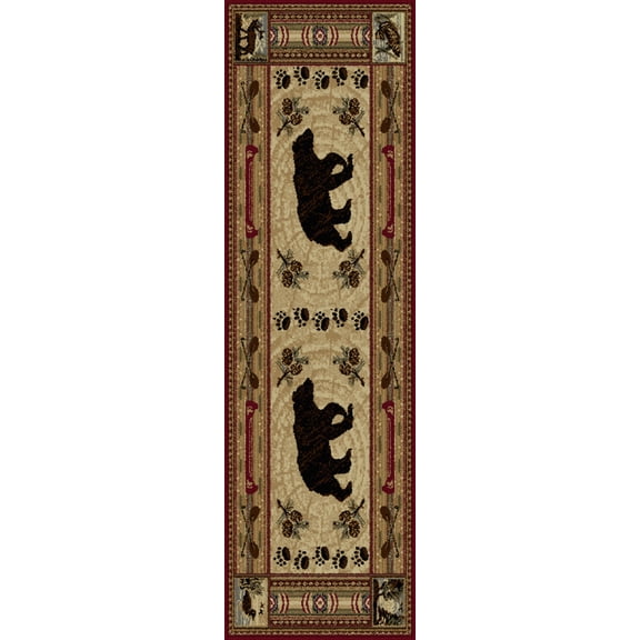 Tayse Nature Area Rug 6550 Lodge Brown Bears Sailing 2' 7" x 7' 3" Rectangle