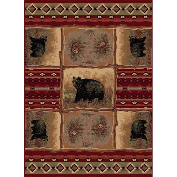 Tayse Nature Area Rug 6570 Novelty Red Bears Southwestern 2' x 3' Rectangle