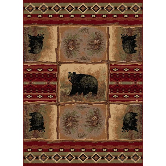 Tayse Nature Area Rug 6570 Novelty Red Bears Southwestern 2' x 3' Rectangle